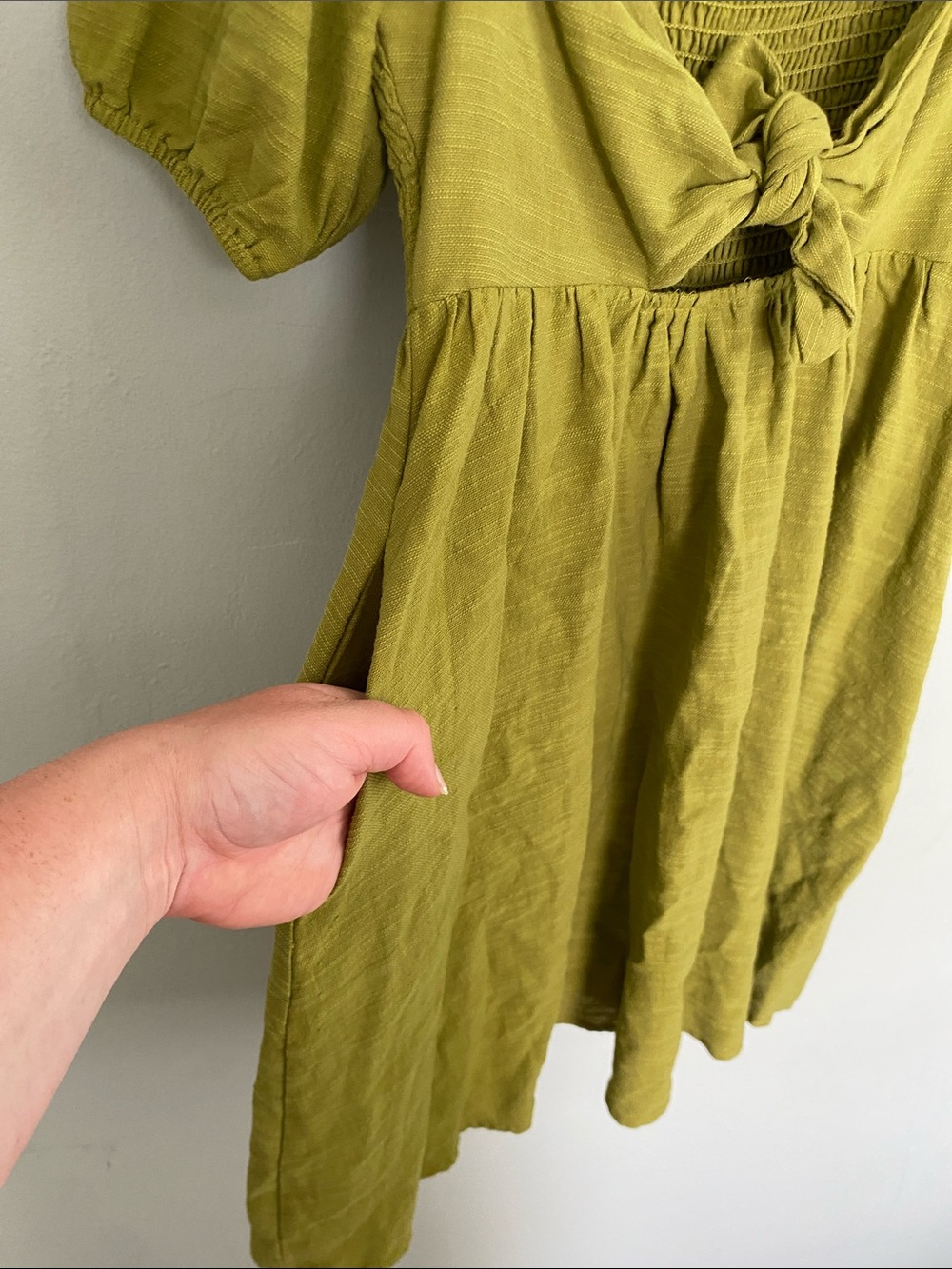 Solai the Label Lively Cotton Mini Dress in Olive Green Size Small - Picture 7 of 10
